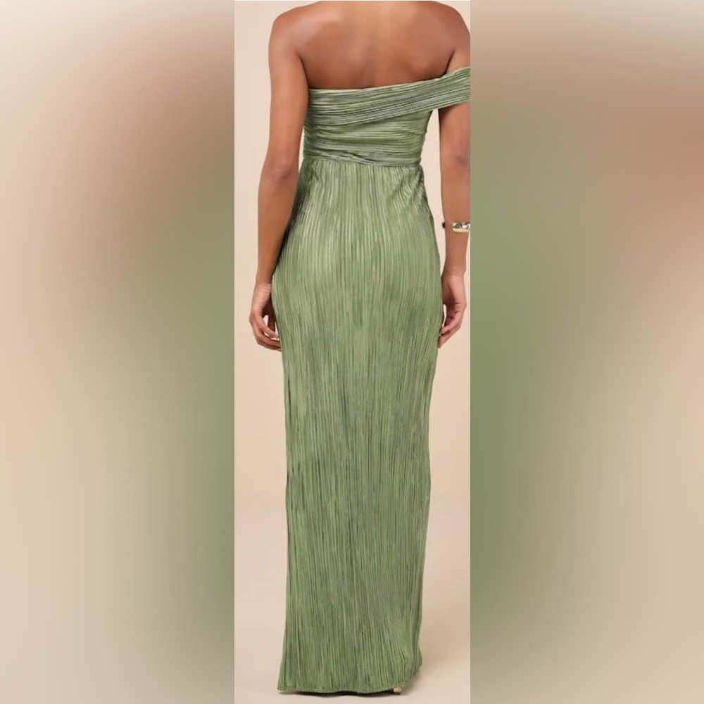 Lulus Poised Performance Elegant One-Shoulder Green Maxi Dress-Small - Picture 3 of 14
